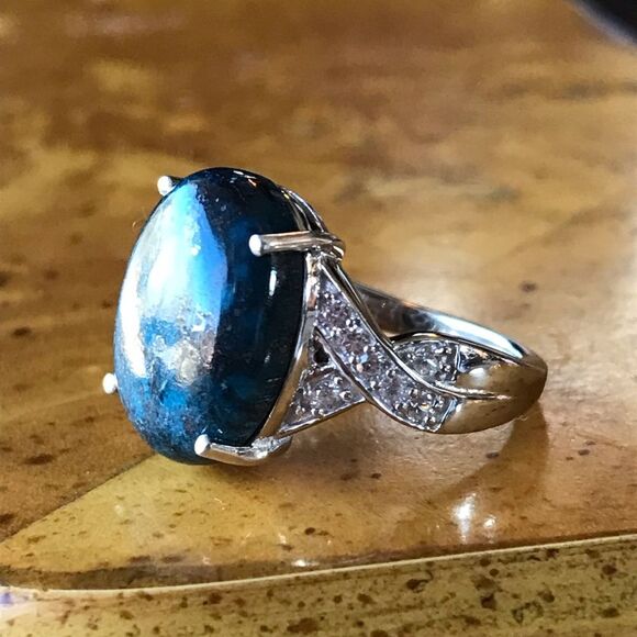 Natural Shadowkite Sterling Silver Ring Size 6 - Picture 8 of 9